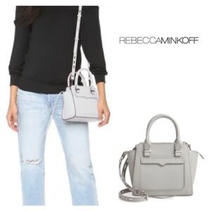 LIKE NEW!  Rebecca Minkoff Mini Avery Leather Crossbody/ Tote in Perla/Silver
